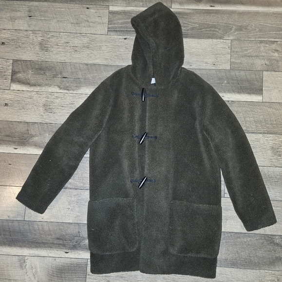 VINCE Hooded Sherpa Toggle Coat - Picture 2 of 10